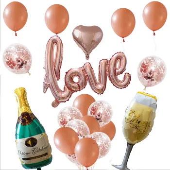 

20pcs /set Valentines balloons foil love heart rose gold confetti Baloon Anniversary Wedding Birthday Party Decorations supplies
