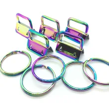 50 комплектов 1 ''25 мм Радужный цветной набор для брелоков DIY наборы с кольцом для ключей без свинца
