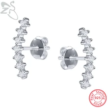 ZS 1 Пара CZ Кристалл уха серьги стержня 925 пробы серебряные серьги-клаймберы подарок для женщин обувь девочек свадебные украшения Pendientes