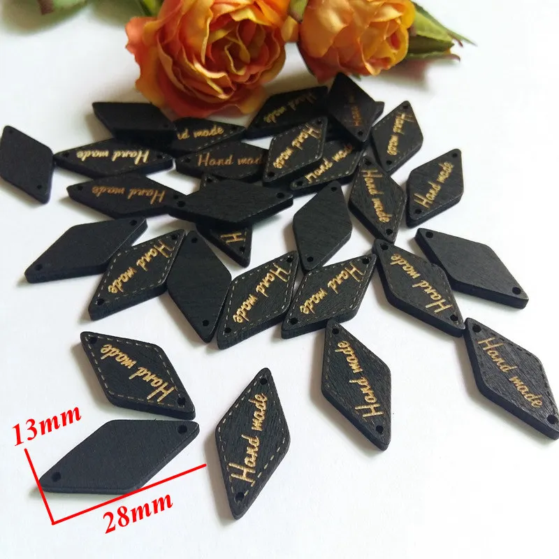 25 pcs 10x30mm white//gold Hand made 2 hole wooden buttons sewing supplies