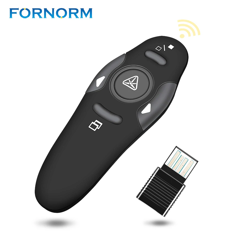 

FORNORM Wireless Presenter with Red Laser Pointers Pen USB RF Remote Control Page for Turning PPT Powerpoint Presentation