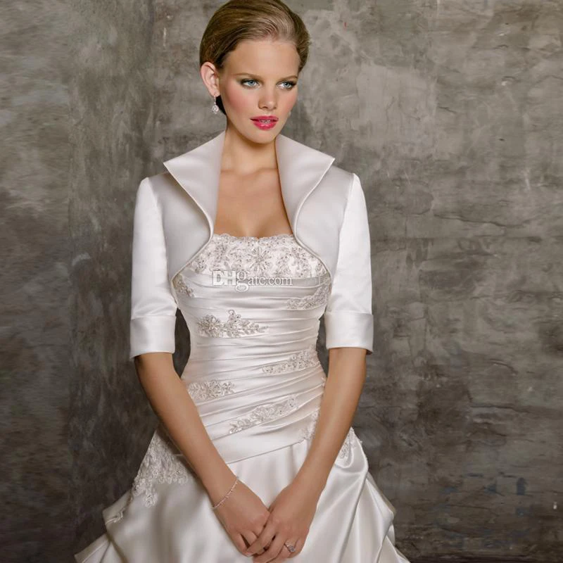 

Half Sleeve Satin Wedding Jacket Lady Bridal Bolero Women Shrug Coat Wrap
