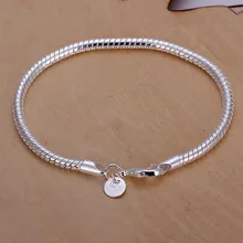 Высочайшее качество серебряная цепочка, браслет 4 мм x 20 см модные Украшения для мужчин Заводская цена;