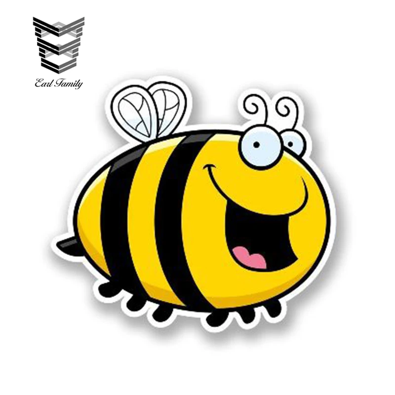 EARLFAMILY 13cm x 9cm Happy Honey Bee Vinyl Sticker Laptop Travel Luggage Decal Cute Animal Car Waterproof Accessories | Автомобили и