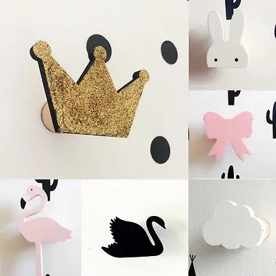 Cute bunny wooden clothes hook for kids room wall decorate children room ECO friendly rabbit hanger hook baby room decoration