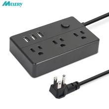 USB Power Strip Surge Protector 3 AC US Outlet Socket with USB Travel Adapter Charger 4