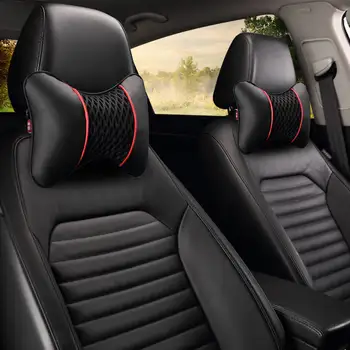 

Car headrest neck pillow Ice silk cervical pillow car seat leather neck pillows cushion a pair of the four seasons