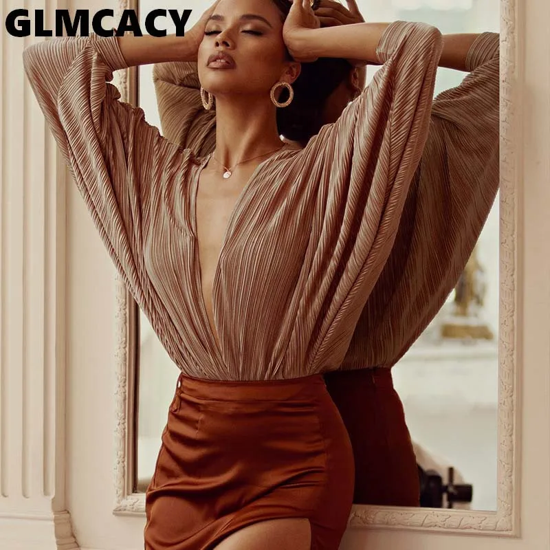 

Women Deep V-neck Long Sleeve Wrapped Bodysuit Sexy & Club Patchwork Autumn Sexy One Piece Rompers Womens Jumpsuit