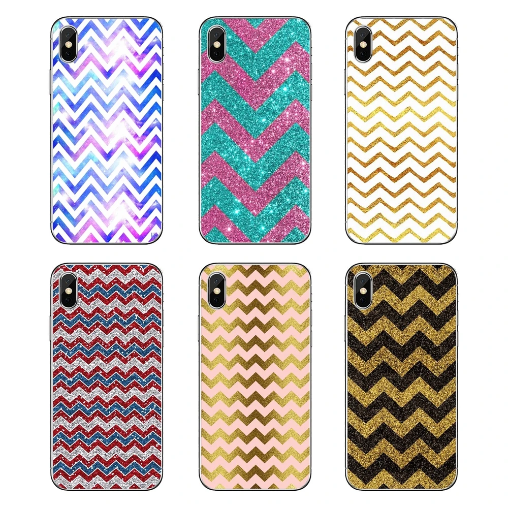 Soft TPU Phone Cover For Samsung Galaxy A5 A6 A7 A8 A9 J4 J5 J7 J8 2017 2018 Plus Prime Gold Pink Glitter chevron Colorful Print |
