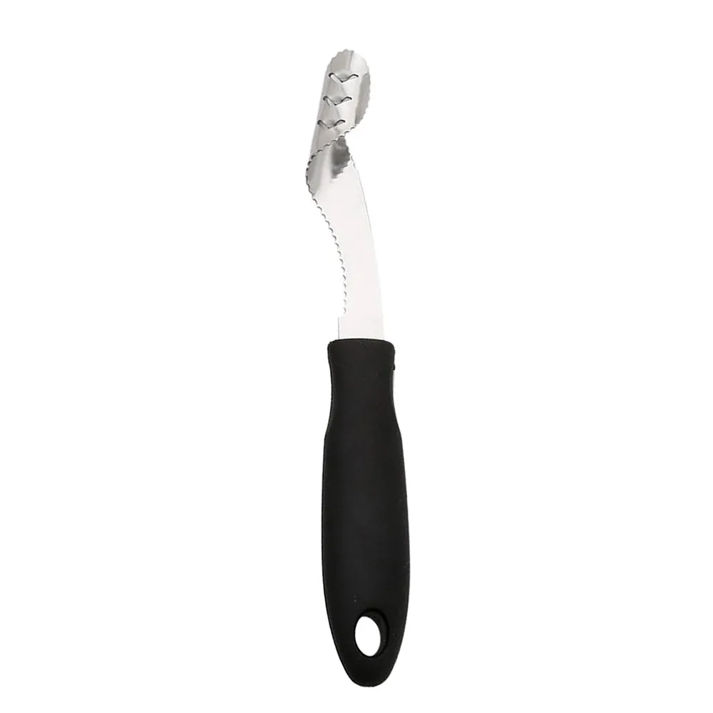 Черный 1 PC High Quality creative Stainless Steel Jalapeno Pepper Seeder Handle Serrated Edge Coring Corer Kitchen Tools Useful L*5 - Цвет: Черный