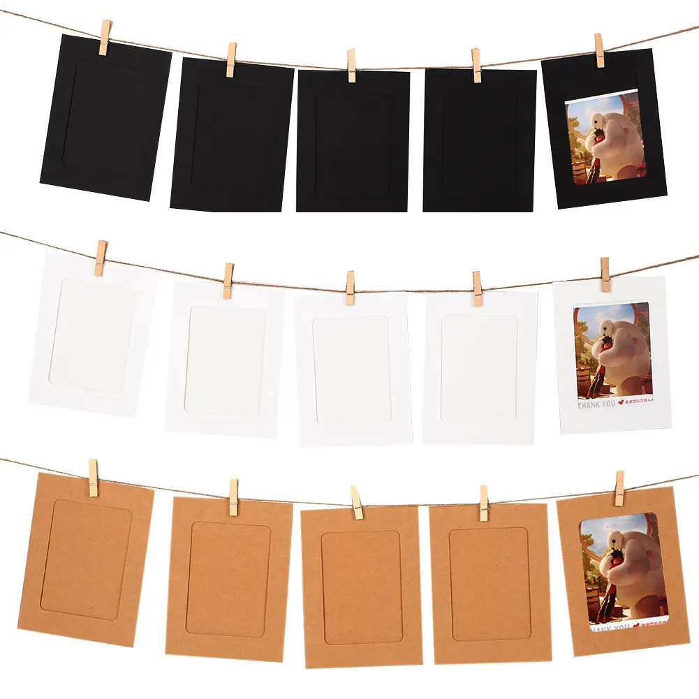 10x Hanging Clip String Wedding Picture Paper Baby Photo Frames Party ...