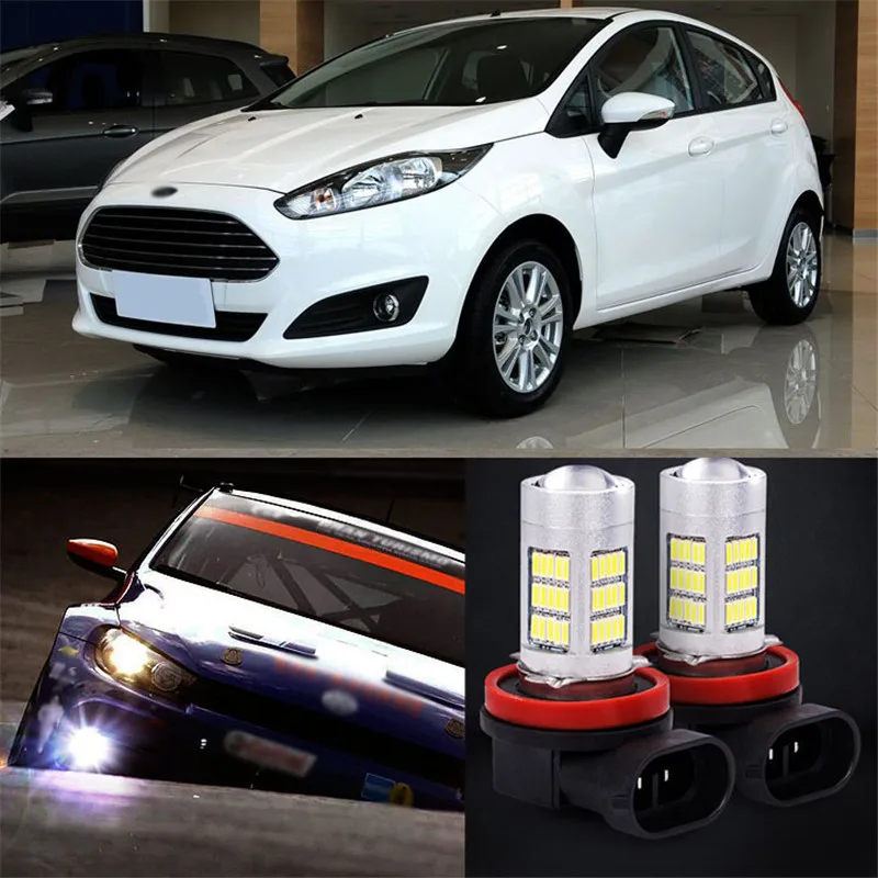 Ownsun 2pcs 72 SMD Daytime Running Light Bulbs LED Fog Lamp For Ford Fiesta 2009 2014in Car
