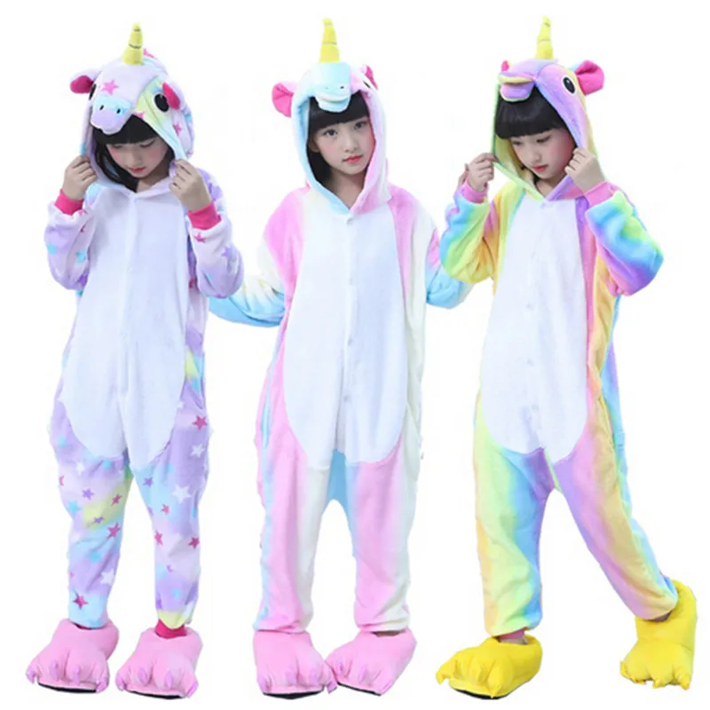 New Unisex Children Kid Unicorn Pajamas Onesies Cosplay Costume Animal Sleepwear Anime Stitch Panda Pikachu Dinosaur Girls Boys |