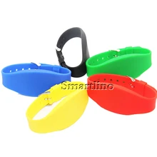 100 шт./лот цветной RFID Браслет Регулируемый NFC браслет программируемый пассивный NFC NTAG213 силиконовый 13,56 МГц RFID Браслет