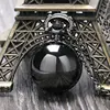 Black Steampunk Smooth Ball Shaped Quartz Pocket Watch Necklace Pendant with Chain Womens Lady Gift Relogio De Bolso ► Photo 1/6