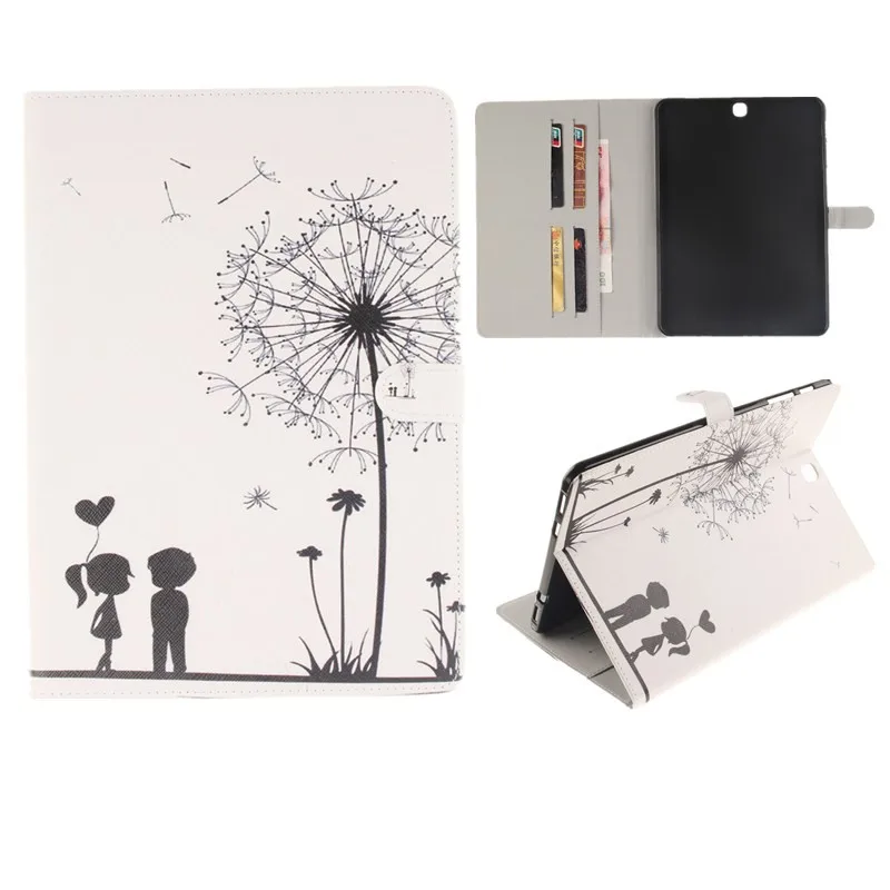 Luxury 2 Leavies PU Leather Stand Flip Case for Samsung Galaxy Tab S2 9.7 Case T810 T815 Wallet  Case Tablet Cover Back Silicon (8)