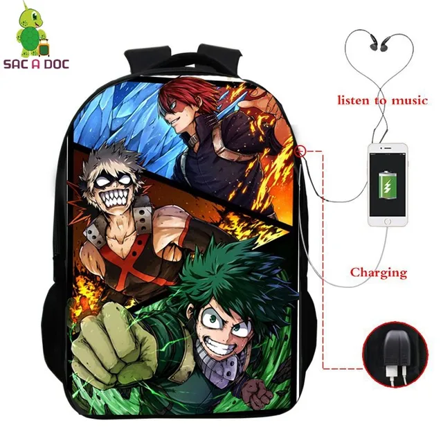 Anime Boku No Hero Academia Multifunction Backpack Deku Shoto Bakugou