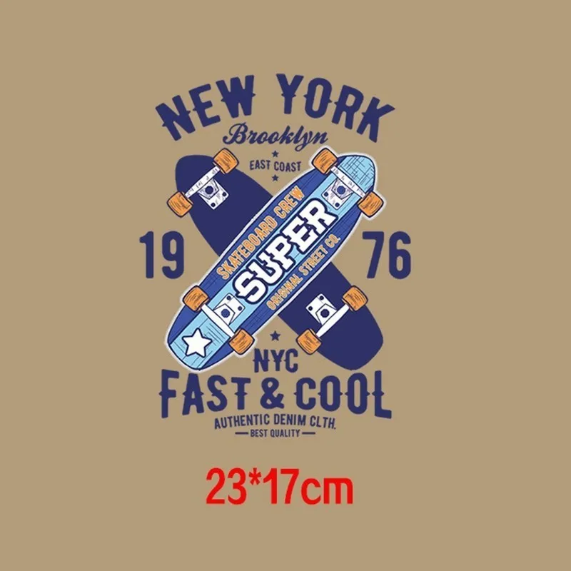 

Fine Biker Patch deal with it Clothes Heat Transfer Printing New York SKATE Iron on patches for clothing Diy PVC Stickers