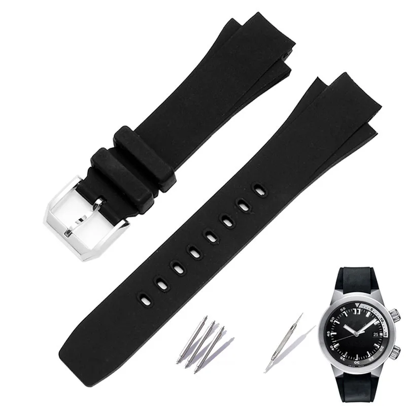 

26*16mm Waterproof Diving Silicone Rubber Watchband Strap for IWC Watch Automatic Man Ocean IW354807 IW353804 Black with Tools
