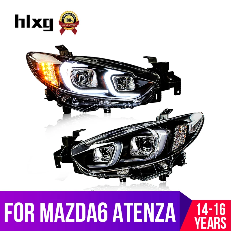 

hlxg high quality Car Styling for Mazda Atenza Mazda6 2014-2016 LED Headlight DRL Lens Double Beam HID Xenon Car Accessories