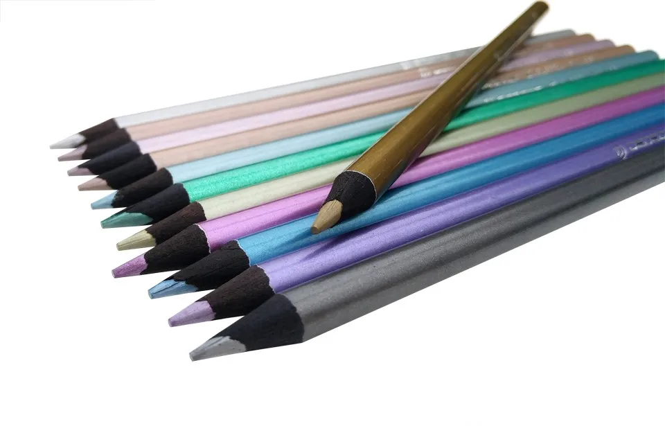 DEDEDE 12 Metallic Pencils+12 Neon  Coloured Pencils-4