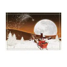 Санта-Клаус водительский олень на снегу против полнолуния и горы коврик для ванной нескользящий дверной коврик пол вход дверной коврик