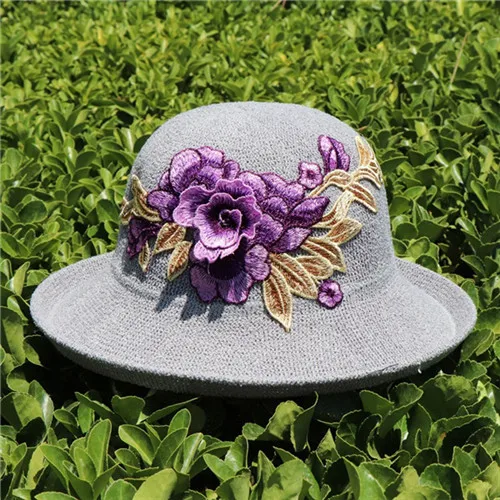 Национальный Ветер вышивка цветок Панама для рыбака шляпа шляпы от солнца для женщин 68 - Цвет: 20