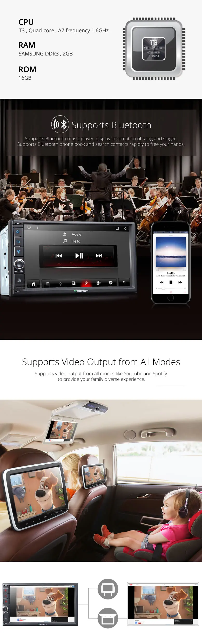 Discount 7" Quad Core 2GB RAM Android 6.0 Double Din Car Navigation GPS 2 Din Car Multimedia Two Din Car Radio with 64GB USB/SD Support 1