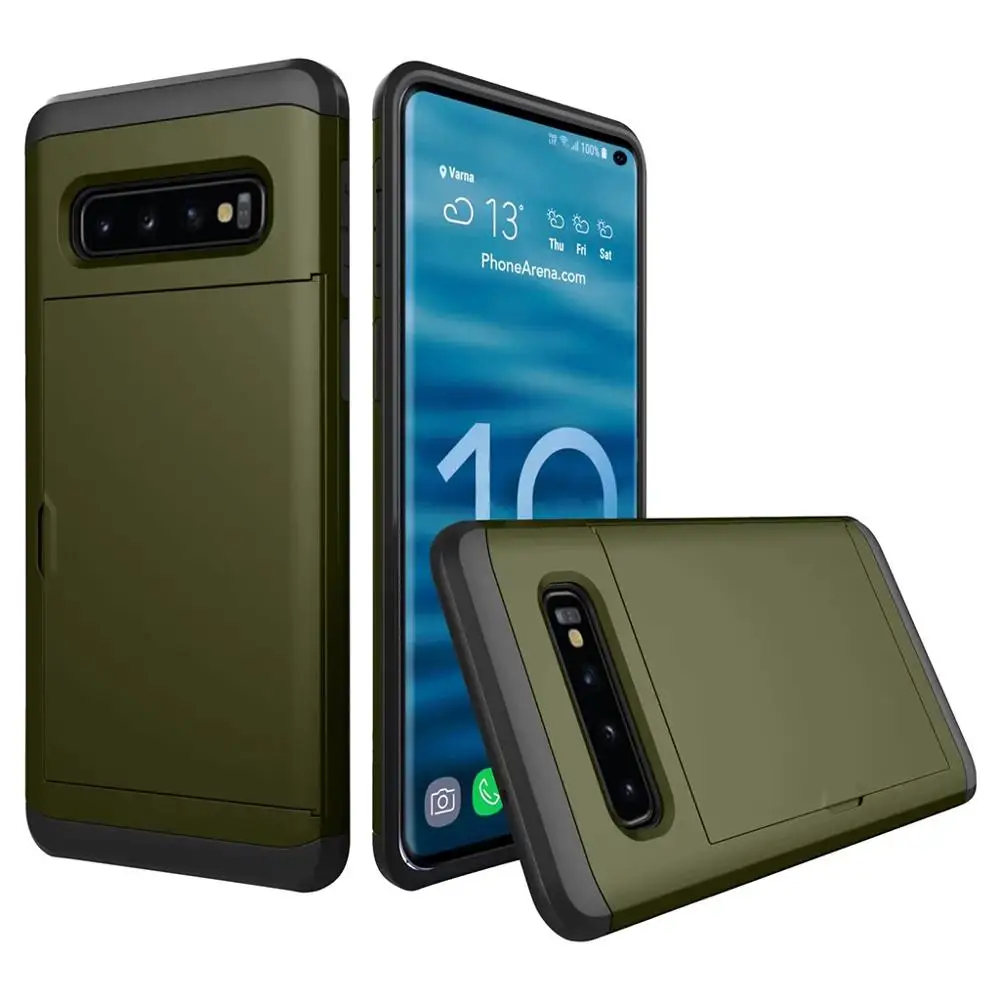 Чехол для телефона samsung Galaxy S10E Plus Lite Чехлы для samsung S9 S8 Plus S7 S6 Edge Plus Note8 9 чехлы с карманом для карт - Цвет: Армейский зеленый