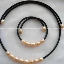 8* 6 розовый пресноводные жемчужные 18." и 7." браслет