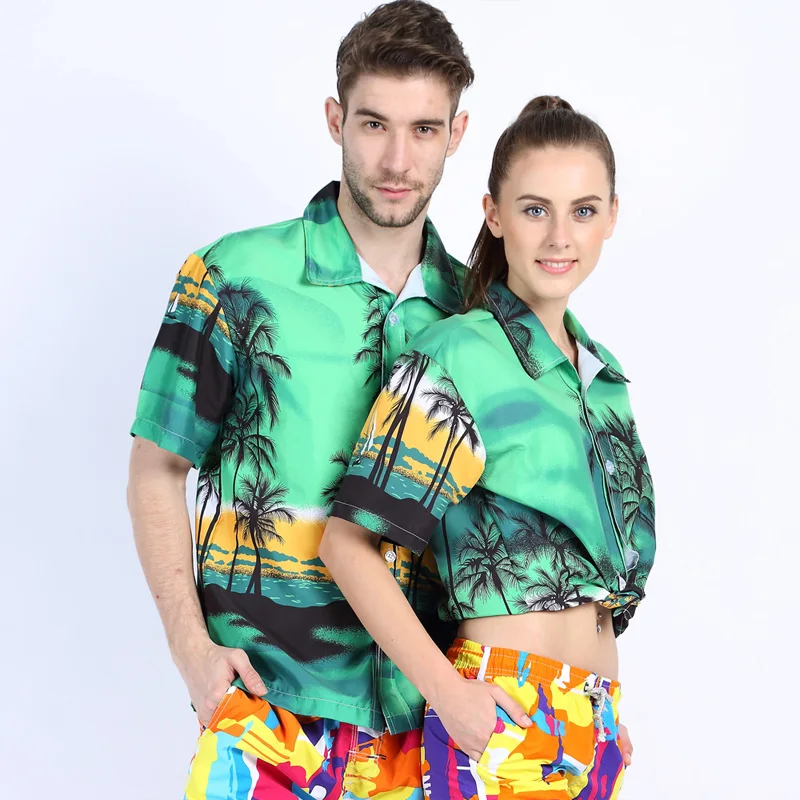 2018 عارضة قمصان هاواي الرجال الأزهار الطباعة العلامة التجارية الملابس قصيرة الأكمام الشاطئ قميص Camisa الغمد Overhemd Heren M-5XL