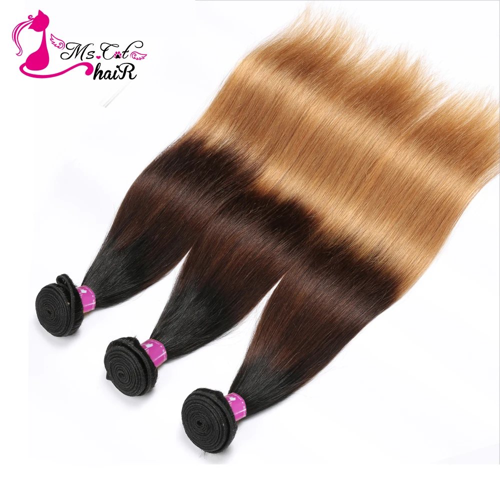 Ms Cat Hair Ombre бразильские прямые волосы с эффектом омбре bl1b/4/27 Remy наращивание волос