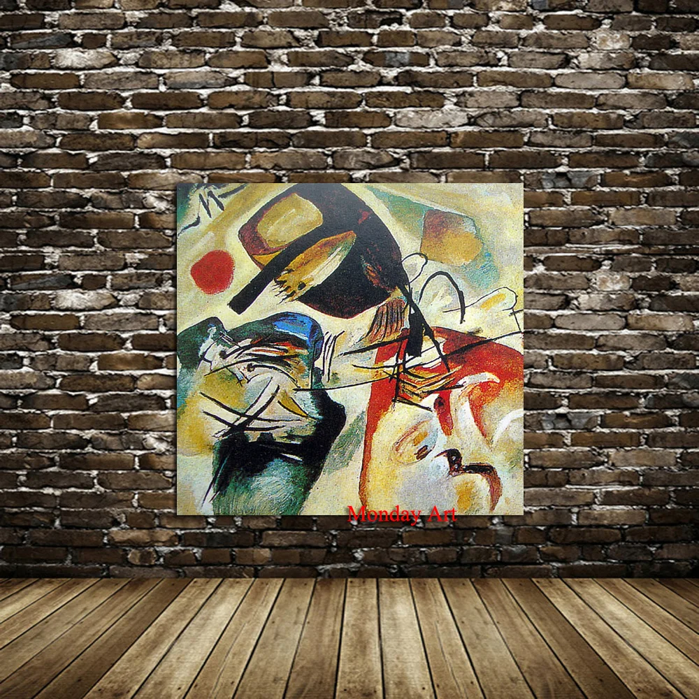 

100% Hand Painted Wall Still life Abstract oil Painting Wassily Kandinsky Drawing art Unframed Canvas landscape picture straw