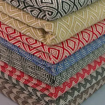 

Half Meter Plaid Cotton Linen Patchwork Ethnic Fabric For Sewing Furniture Table Cloth Home Textile Crafts Materials Telas Tissu