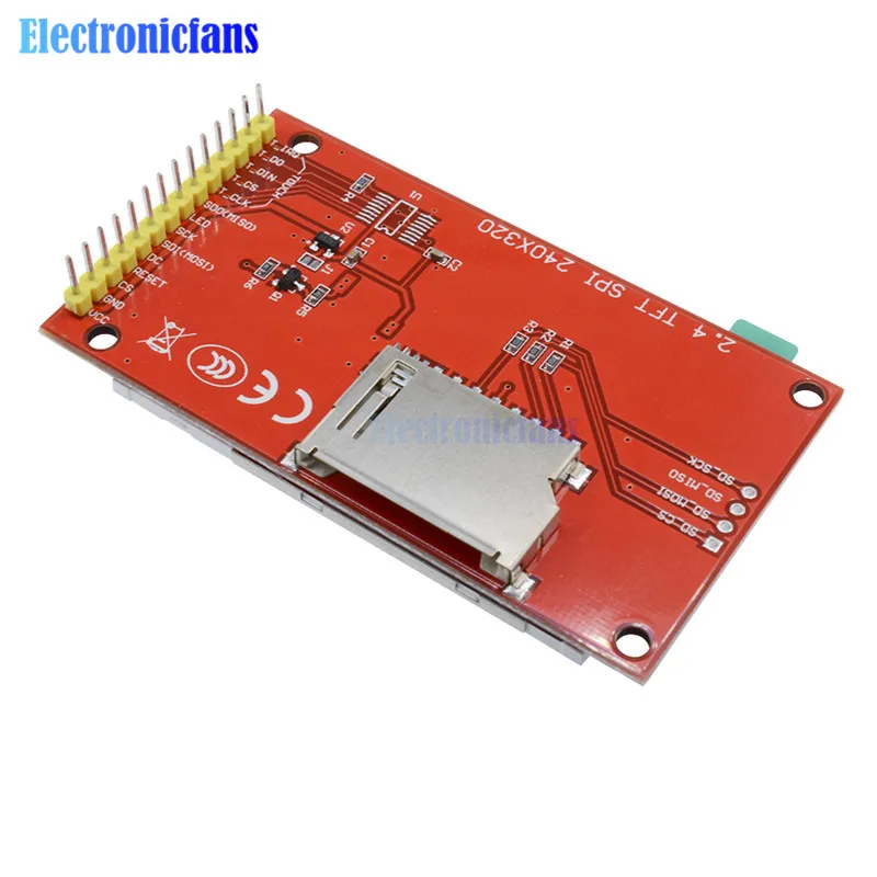 2," 240x320 SPI TFT lcd модуль последовательного порта+ 5 В/3,3 В адаптер PBC Micro SD ILI9341 Белый светодиодный 2,4 дюйма