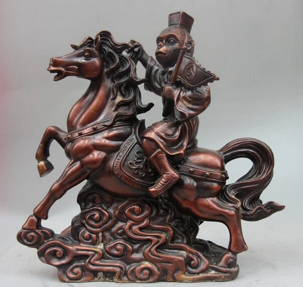 

S1130 China Copper Bronze Monkey ride Horse Immediately seal the Hou Statue sculpture D0318