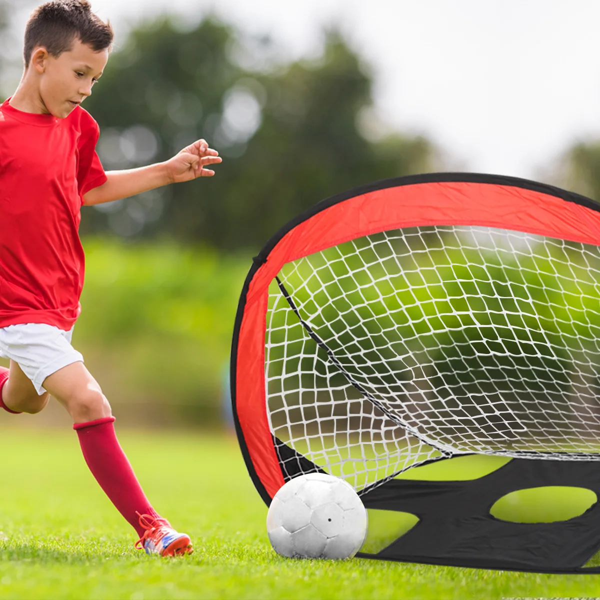 Football Goal Set Teenager Durable Target Shot Net Pop Up Foldable