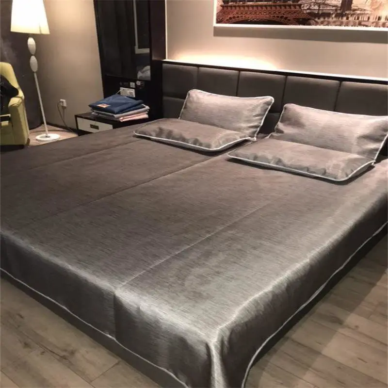 

3in1 luxury ice silk sheets summer cool mat + pillowcase washable summer bedding set large size sheets
