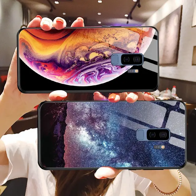 Best Offers Case For Samsung Galaxy note 9 Case Tempered Glass Silicone Starry Sky Case For Samsung S9 S8 Plus Cover For Galaxy Note 8 S9 9 