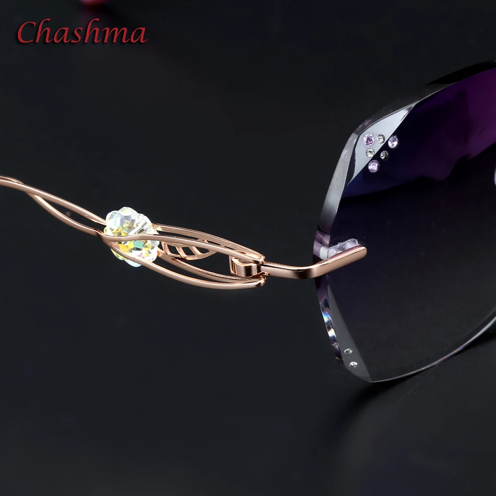 Женские солнцезащитные очки без оправы Chashma брендовые с цветными линзами для