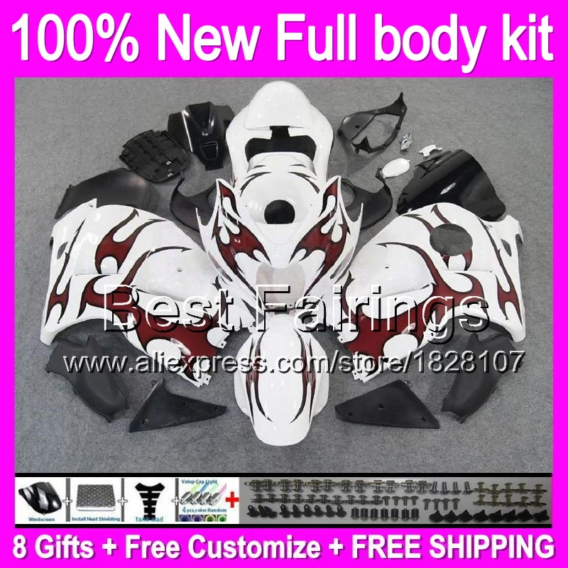 

Fairing For SUZUKI Red flames Hayabusa GSXR1300 96 07 1996 1997 1998 15B23 GSXR 1300 GSXR-1300 GSX R1300 1999 2000 2001 +Decal