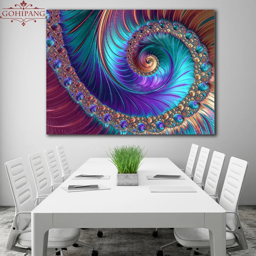 

Gohipang 1 Piece Large Abstract Fractal Patterns Wall Picture Modern Home Decor Canvas Oil Painting Living Room Unframed Posters