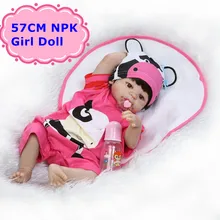 NPK New Arrival 57cm Full Silicone Reborn Dolls Vivid Reborn Baby Girl Dolls In Cute 22″Doll Clothes Alive Baby Toy For Children