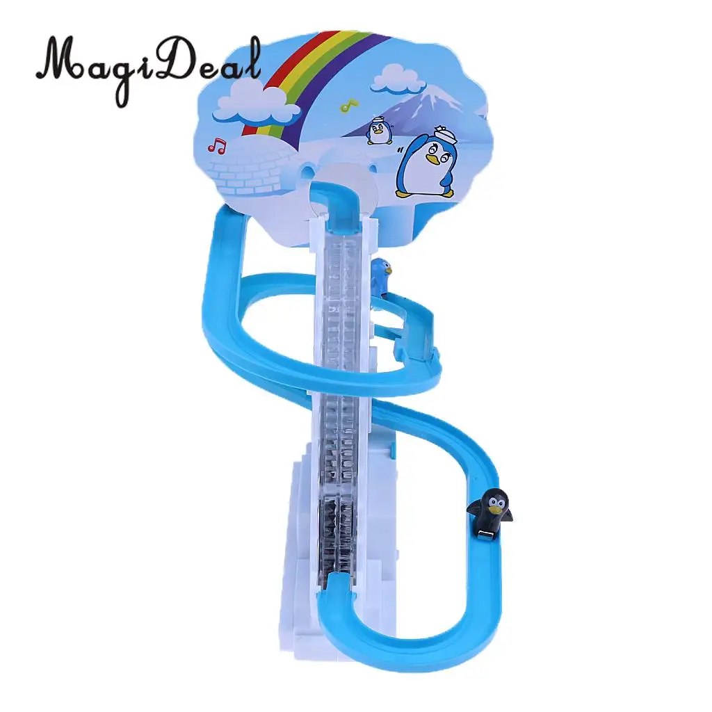 Playful Educational Penguin Slide Race Set Improved Version Playset with Flashing Lights Music Electric Climb Stairs Track Toys