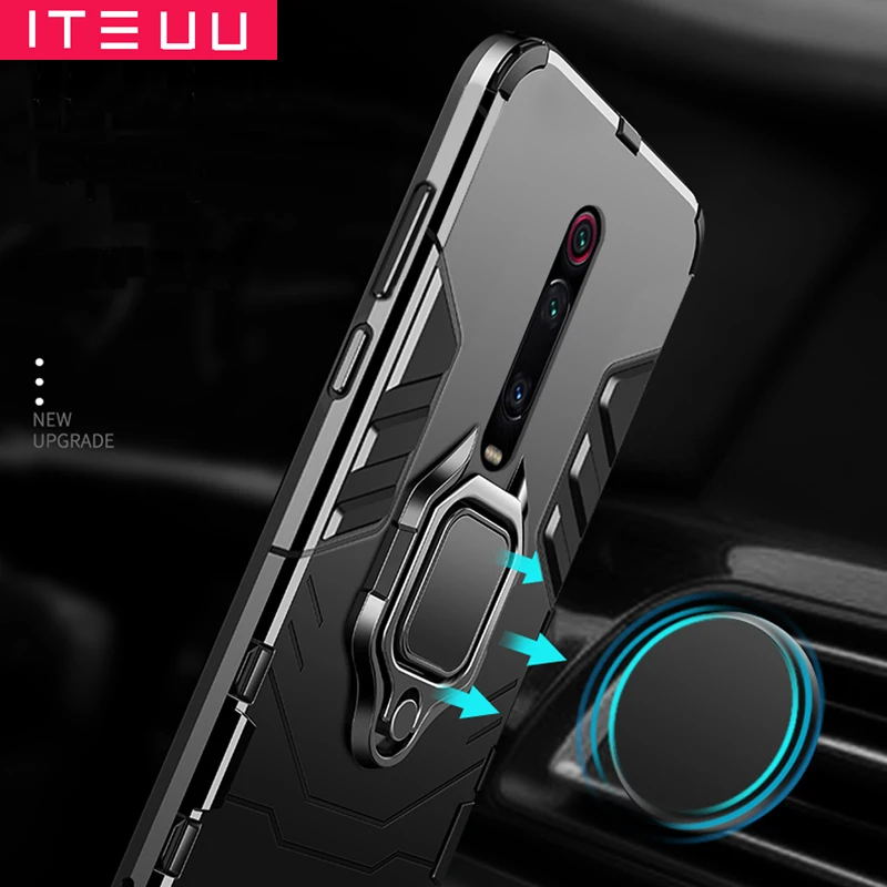ITEUU защитный чехол с перстнем и подставкой для Xiaomi Redmi K20 PRO противоударный