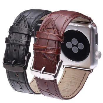 

Genuine Leather Watch Strap For Iwatch Apple Watch Band 38mm 42mm Black Brown Wrist Belt Bracelet With Adapters
