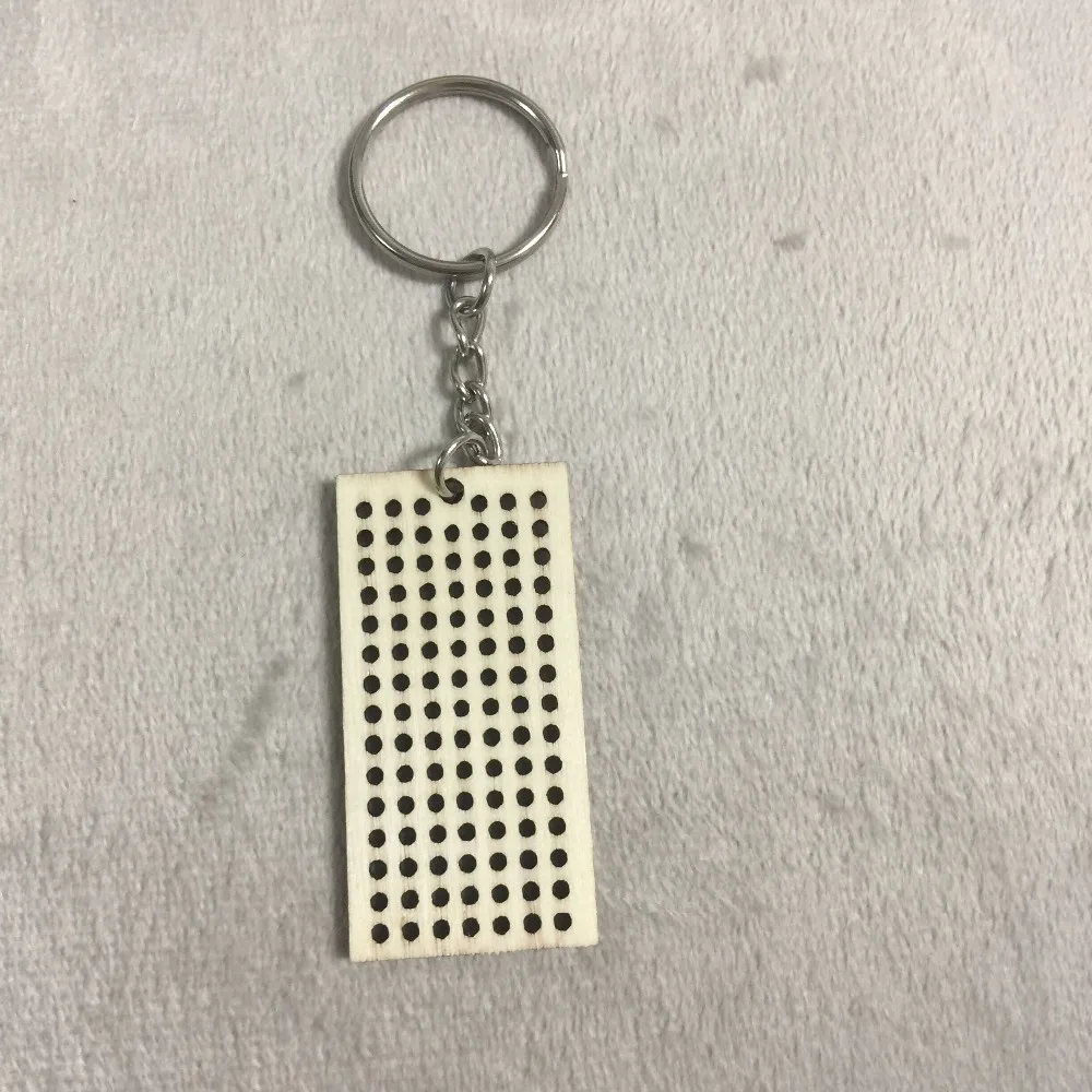  Wooden charm DIY Wooden Needlework Keychain Kit rectangle shape (1)