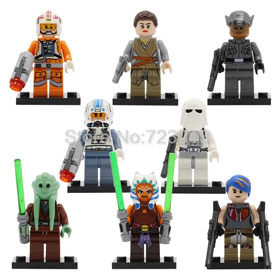 

Single Sale Rey Figure Kit Fisto Sabine Wren Captain Jag Snowtrooper Ahsoka Tano Model Set Building Blocks Brick Toys