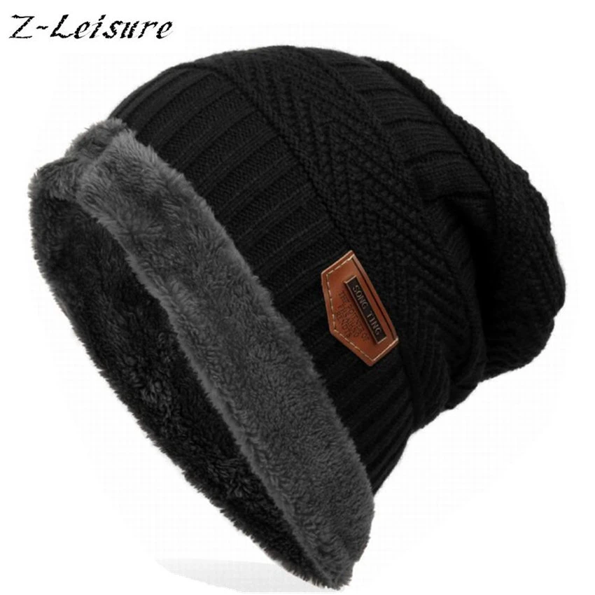 Moda 2018! gorro Gorros, gorro hombre y gorro grueso de invierno, gorro de punto para hombre, Gorros y Gorros cálidos con terciopelo KC014|men knit capfashion knit hat - AliExpress