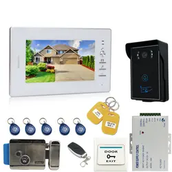 JEX проводной 7 дюймов ЖК-дисплей видео-телефон двери дверной звонок Система внутренней связи комплект RFID водонепроницаемый сенсорный